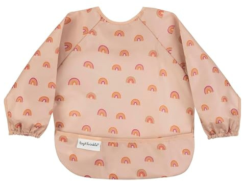 Tiny Twinkle Schmutzfestes Baby-Lätzchen – Leichtes Kleinkind-Lätzchen – Lätzchen für Babygeführtes Abstillen, Pflegeleicht & Maschinenwaschbar mit Ärmeln (Boho-Regenbogen, Klein 6–24 Monate)