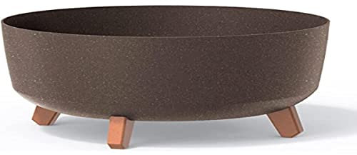 Pot de fleurs bas 14,3L avec pieds amovibles et insert 380 mm, Café