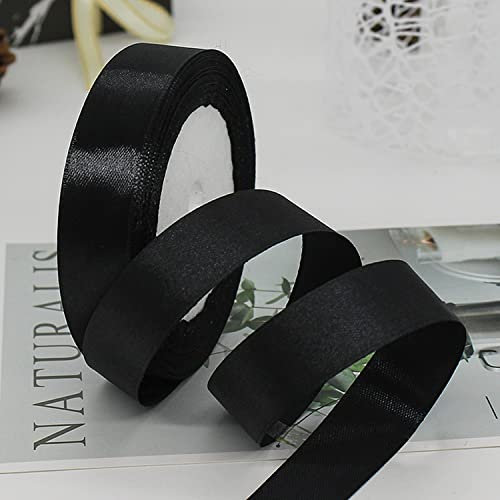 ZHIHUI Satinband Schwarz 20mm, 22 Meters Dekoration Geschenkband Fein Schleifenband, Stoffband für Luftballons, Hochzeit, Taufe und Geburtstag Geschenke Der Valentinstag Verpackung von Geschenken