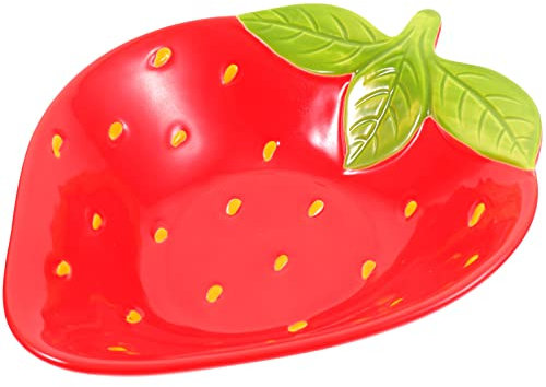 SHERCHPRY Suppenschüssel Erdbeer Teller Keramikgeschirr Erdbeerschale Servierteller Fruchtformteller Dessertteller Vorspeisentablett Geschirr Für Dip-Sauce Nüsse Süßigkeiten Früchte Snacks