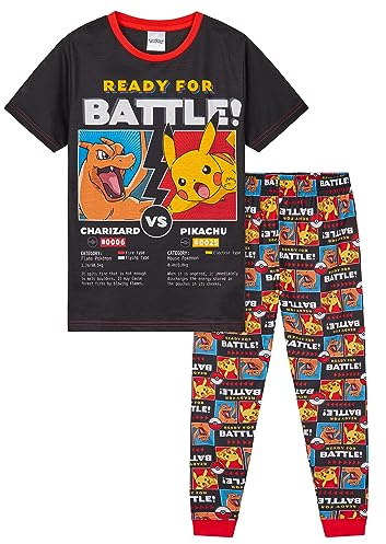 Pokemon Boys Pyjamas Set - Lounge Wear T-Shirt and Long Bottoms Teenagers Kids PJs 4-14 Years - Gifts for Boys (Black/Multi, 11-12 Years)