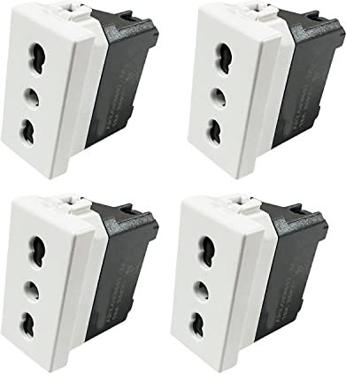 4 Pezzi Prese Interruttori Bipasso 2P+T 16A, Compatibile con Bticino Matix,MOKEKA Presa Bivalente da Muro, Sicura e Pratica (Presa Bipasso)