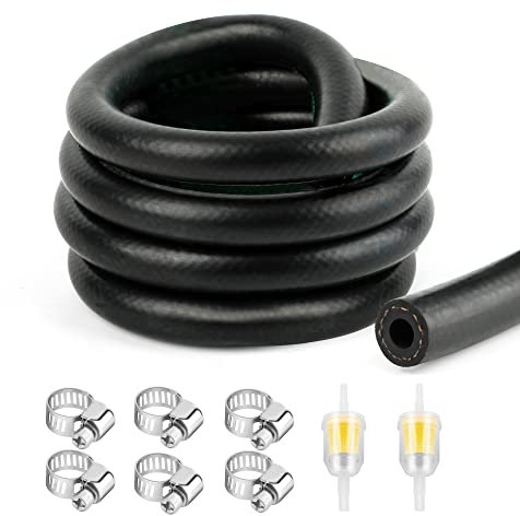 Dutreg 6mm Durite Essence, 1/4 Conduite de Gaz de Carburant, 1 Mètre Tuyau Essence, 2 Filtres à Carburant avec 6 Colliers de Serrage pour Moto Tondeuse à Gazon Camion Voiture