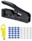 QINIYEK Kit di Pinza Crimpatrice RJ45, Crimpatrice Ethernet passa-through per connettori modulari Cat5e, Cat6, Cat6a, 8P8C, con mini spellafili, 50 connettori e coperture CAT6