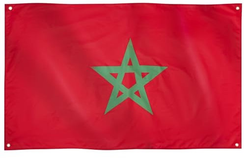 Runesol Bandera de Marruecos, 91x152cm, 3ft x 5ft, 4 Ojales, Ojal en Cada Esquina, Bandera Marroquí, العلم المغربي, Banderas Premium, Exterior, Colores Vívidos, Día de la Independencia