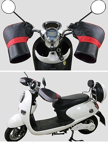 Motorrad Lenkerhandschuhe Roller Scooter Fahrrad Lenkerstulpen Plüschfutter Lenkermuffen Wasserdicht Handwärmer Winddicht Motorradlenker Handschuhe Stulpen Winter Warme Lenker Handschuhe Griffmuffen