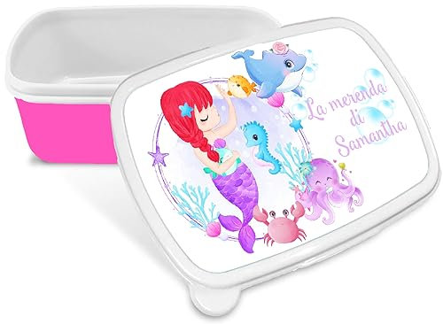 Mr. Gadgets Porta merenda personalizzato con nome -diversi modelli e colori ROSA