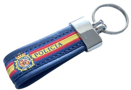 MIBANDERA Schlüsselanhänger mit spanischer Flagge, für Herren, Damen, spanische Flagge, Schlüsselanhänger für Auto und Motorrad, Text „Policía Nacional“ (Bundespolizei), One size