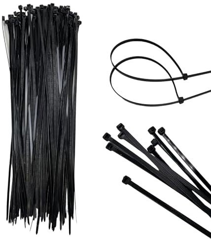 LÖWENBISS Kabelbinder 250 St. | Weiß/Schwarz | Nylon | 200 bis 900 mm | UV beständig | witterungsstabil | Selbstsichernde Kabelbinder | kabelbinde | Innen und Außengebrauch | 20-90cm