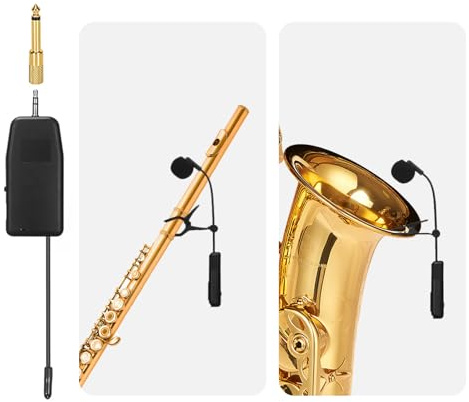 MICVISTA Microphone d'instruments sans fil 2,4 G, microphone saxophone, mini micro portable, récepteur et émetteur sans fil, pour trompette d'orchestre professionnelle