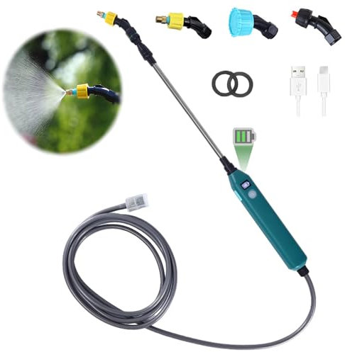DOUBFIVSY Pulverizador Eléctrico para Plantas, Pulverizador a Presión a Batería Recargable, Pulverizador de Jardín con 3 Boquillas Regulable y 3M Manguera, Pulverizador de Mochila, Batería Visible