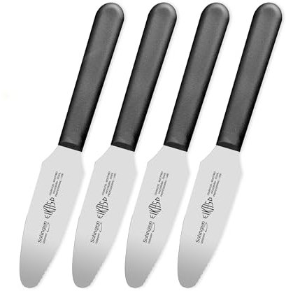 EIKASO Solingen Germany Brötchenmesser Streichmesser mit Wellenschliff - Allrounder Küchenmesser - 2 in 1 Haushaltsmesser (4er Set)