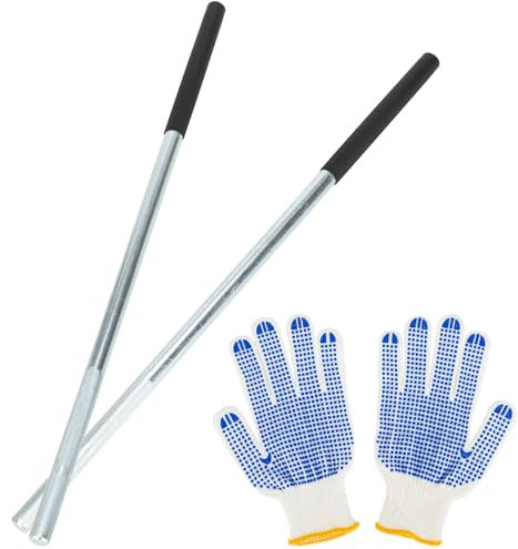 2 Pack Wickelstangen für Garagentorsionsfedern mit rutschfestem Gummigriff, Zinkstahl-Wickelstangen Hardware zum Einstellen oder Ersetzen von Garagentor-Spannfedern, rutschfeste Handschuhe enthalten,