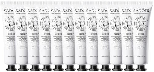 ISAKEN 12 Pack Handcreme Set, Mini Handcreme Goat Milk Hand Creme Schneckenextrakt Pferdeöl Handlotion Feuchtigkeitsspendend Fußcreme Reise Geschenkset für Damen Herren Mutter Freundin