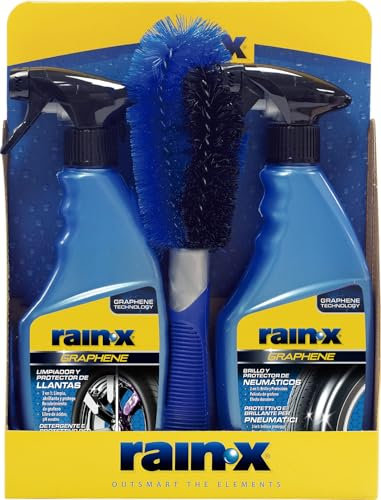 Rain-X Nettoyant Jantes Voiture et Brillant Pneus avec Brosse Jante Voiture - Pack 2 X 500 ML