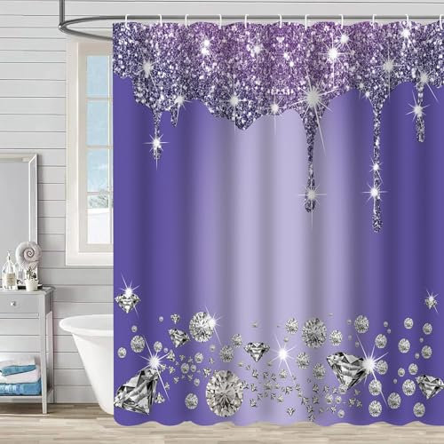 FAIRYGATE Extra Long Shower Curtain Shower Curtains Mould Proof Resistant Bathroom Curtains Window Size 180×180CM (71×71 inch) Shower Curtain With 12 Hooks B8310