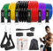 Fitense Resistance Bands Widerstandsbänder Set, 6 Fitnessbänder Widerstandsband Set Fitnessband mit Griff Knöchelriemen Türankerbefestigung für Krafttraining, Muskelaufbau und Pilates, Männer, Frauen