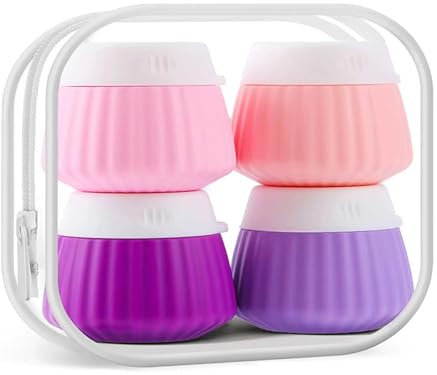 Lot de 4 Contenants de Voyage pour Produits de Toilette, 40ml Pots de Crème en Silicone avec Sac Transparent, Récipients De Voyage En Silicone Pour Cosmétiques, Visage, Corps (violet)