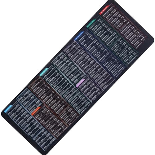 QXCFTW Excel Shortcuts Mouse Mat Large, Non-Slip Rubber Base, Cheat Keyboard Mat for Office Home Desk Pc Laptop (800x300x2 MM)