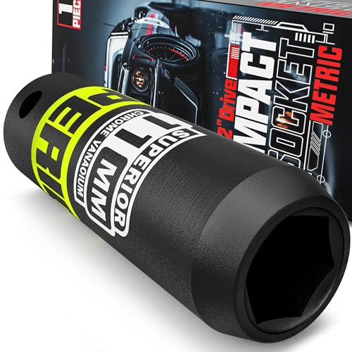 KIRXST 1/2 Drive 11mm Deep Impact Socket, 6 Point CR-V Deep Socket, 78mm Length, Auto Trucks Car Tires Repairing DIY Mechanic Tool