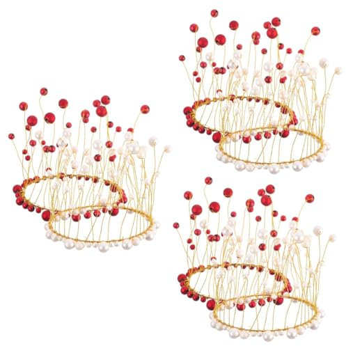 FRCOLOR 6 Stück Perlen Kronen Ornament Braut Kopfschmuck Cupcake Topper Geburtstagstorte Schmücken Hochzeit Haarschmuck Hochzeit Brautkrone Dekorationen Cupcake Ornamente