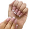 French Tip False Nails, Short Square Press On With Glue, White Heart French Manicure Stick On, Full Cover Wedding Fake Nails for Women Nail Art (24PCS)
