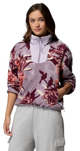Columbia Women's Sequoia Grove Printed Half Zip, Fleece Pull Over, Shale Purple Blossoming, Small