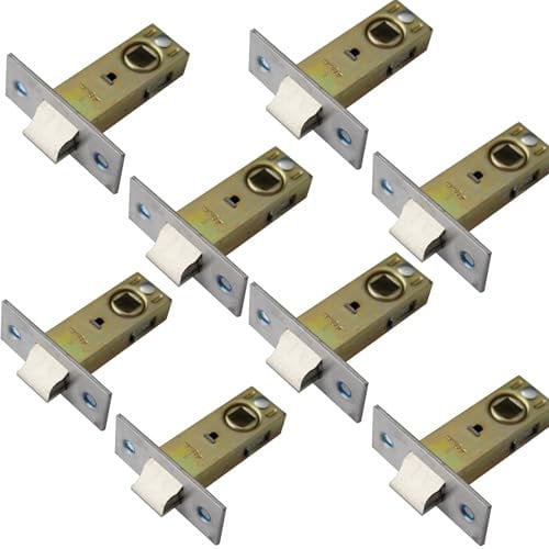 TOP-VIGOR 8Pcs 40mm Tubular Mortice Latch Lock with Door Stopper, Mute Door Latch Sprung for Internal Doors, Lever Door Handles