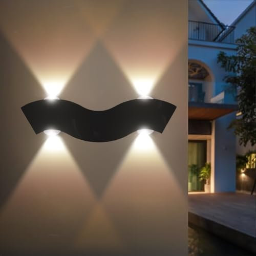 KZT LED Modern Wandleuchte Innen 4W Schwarz Wandlampe Licht Up Down Leuchten Aluminium Wandlicht Wasserdichte Aussenleuchte Wand Wandbeleuchtung für Wohnzimmer Schlafzimmer Treppenhaus Flur,Warm weiß