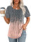 Chicrise Tshirt Damen Rundhals Plissee Floralen Top Kurzärmelig Große Größen Longbluse Mehrfarbig X Groß 46-48