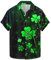 Bhnyku St. Patrick's Day Sommerhemd Herren Knöpfe Revers Oberteile Lässiges Grünem Hut Muster Kurzarmshirt Irischen Grünem Hut Locker Herrenhemd Irish Festival Kostüm Freizeithemden für Männer
