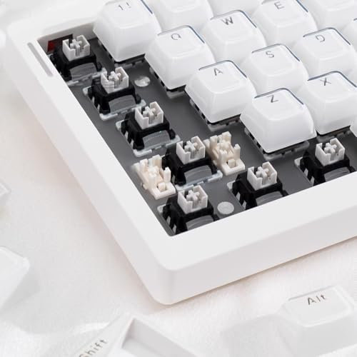 135Keys White Crystal Jelly Translucent MDA Profile Keycap, Custom Shine Through Keyboards Keycaps for 60%65%75%80%95%100% Cherry Gateron MX Switches Mechanical
