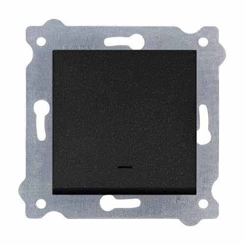 EXEN - Lichtschalter Unterputz 1-fach mit LED Kontrollleuchte - Einzelschalter Schwarz Metallic - All-in-One Kompatibel mit Serien KARELL/ODAK/COMFORT von Marke EXEN - 201/14E