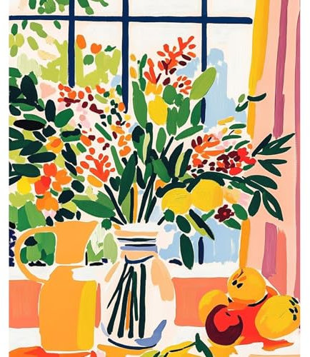 NEWENMO Arrangement Floral Peinture par Numéros pour Débutant,Fleurs Peinture Numero Adulte,Paint by Numbers,DIY Peintures à l'huile,Bricolage Painting Acrylique pour Adulte Décoration Maison 40x50cm