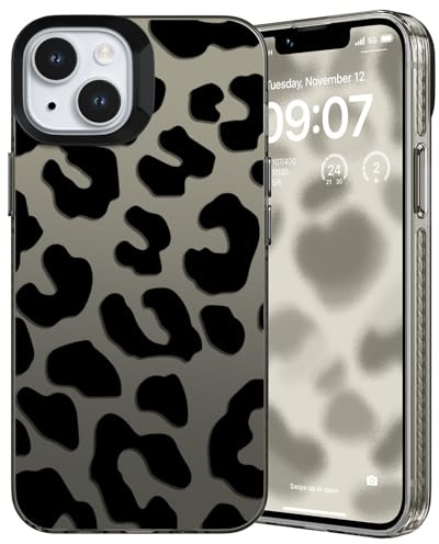 ZCDAYE für iPhone 13/14 Hülle Schöne Muster, Schwarz Leopard | Süße Modische Handyhülle für Frauen Mädchen, Bequeme Handytasche Schutzhülle, Passt Gut, Dünn Leicht Case Handy Tasche