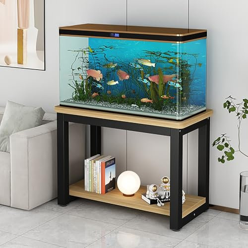 DKPLOE Aquariumständer 2 Schichten Unterschrank Aquarium Multifunktionaler Stauraum Mit Großer Kapazität Stabile Struktur Starke Tragfähigkeit Geeignet für Den Innenbereich Zu Hause(Black-B,100x50x60c