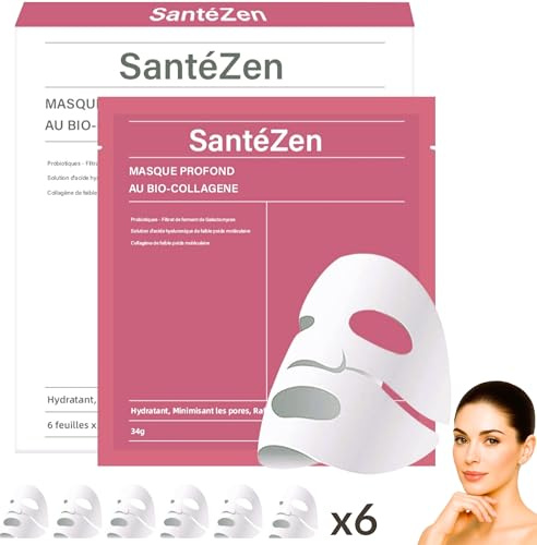 lot de 6 Masques Premium | Masque Collagene et Acide Hyaluronique | Masque collagène Anti-Rides, Anti Cernes | Masque visage Soins Hydratant, Raffermissante pour une Peau Lisse et Éclatante