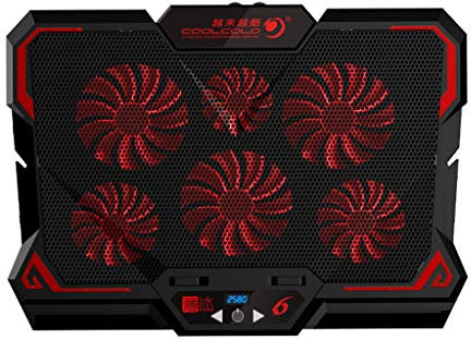 17 pollice Gaming Laptop Cooler Sei Fan Led Schermo Due Porta USB 2600RPM Laptop Cooling Pad Notebook Stand Per Laptop