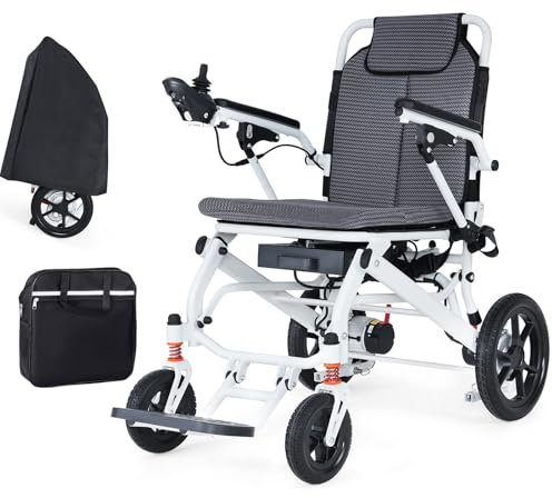 WEYRAL Neu Elektrischer Rollstuhl Faltbar Leicht 18 kg, 2 * 12AH Lithium-Batterien, 48 km Reichweite, Klappbarer kompakter Elektrorollstuhl,für Flugreisen zugelassen