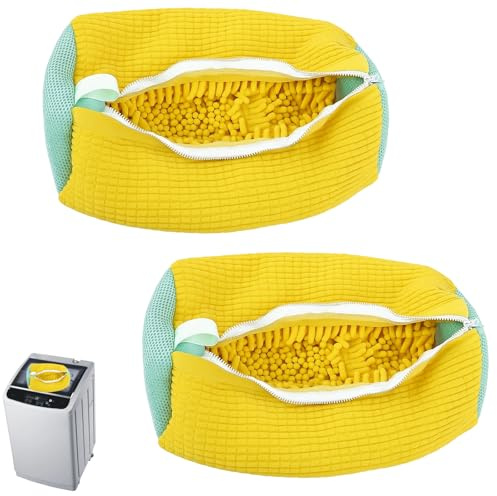 2 Shoe Washing Machine Bags, Trainer Washing Machine Bag for Washing Machine, Shoe Bag for Washing Machine, Washing Machine Shoe Bag, Yellow, 39 x 19 cm