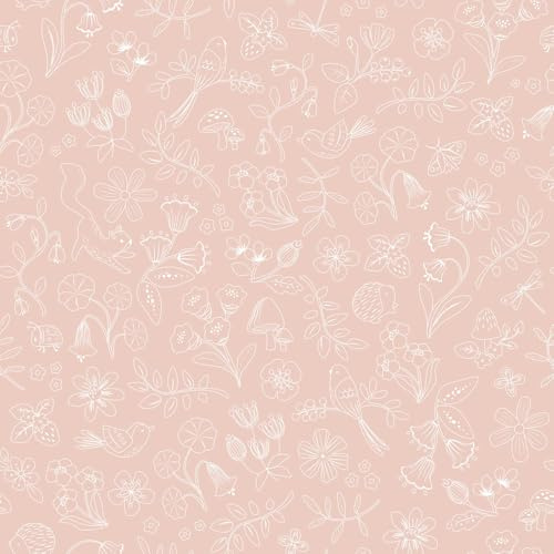Little Dutch Tapete Vliestapete für Kinderzimmer Fairy Friends - Fairy Wonders rosa 10 m x 0,53 m - Fairy Garden rosa