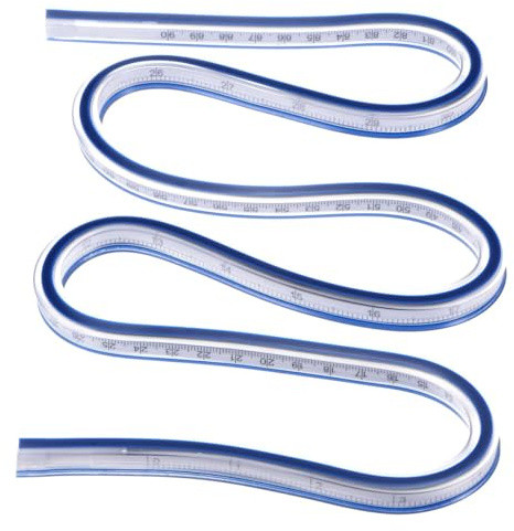Alide Flexibel kurvlinjal 36 tum 90 cm blå mjuk plast metall dubbel skala för teknisk ritning kläddesign grafik målning