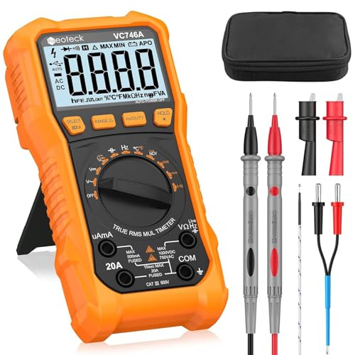 Neoteck Digital Multimeter Voltmeter 6000 Zähler Spannungsprüfer AC/DC Strom Spannung True RMS Widerstand Kapazität NCV Live Frequenz Temperatur Messgerät mit Krokodilklemme