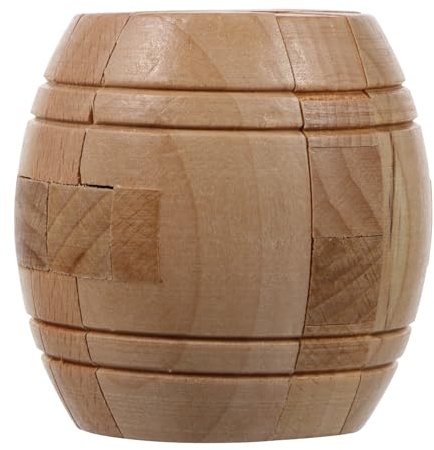 FUNNETOYU Wood Luban Lock Toy Brain Teaser Puzzle for Kids and Adults, Creative Barrel Shape, Synthetic Material, Develop Intelligence and Coordination, Educational Wooden Assembly Puzzle