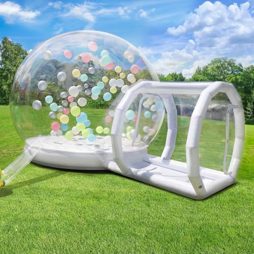 Casa de burbujas inflable con trampolín, casa de burbujas inflable con soplador y bomba, tienda de jardín impermeable de PVC de calidad comercial para bodas, camping, fiesta (300 cm)