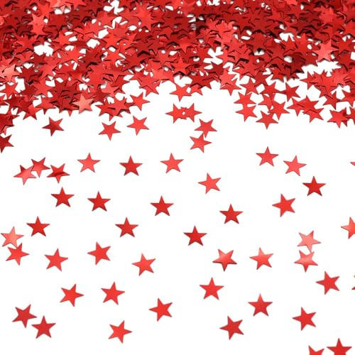 Fesnova Rot Sterne Konfetti, 5mm, für Party, Valentinstag, Hochzeits und DIY Fensterdeko