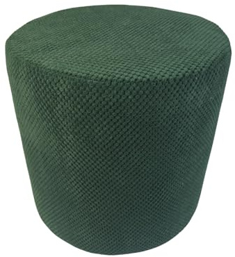 Max Mebels Samt-Hocker ZEFIR DOT 40x40 cm rund – stilvoller Sitzhocker oder Fußhocker fürs Wohnzimmer – Flaschengrün
