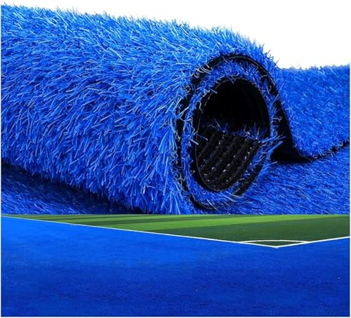 7UIYgtyO LNNNW Kunstrasen Grünland Blauer Kunstrasenteppich, Kunstrasenrasen mit Entwässerungslöchern for Outdoor, Garten, Fußballplatz für Outdoor(50x200cm)