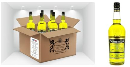 CG94 Chartreuse Jaune Liqueur aux Herbes Aromatiques, 43% Vol, 70 cl, 6 Bouteilles en Verre | Emballage Global Dream.