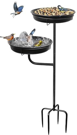 Vasca per uccelli per esterni, per mangiatoia in piedi, con base a 4 rebbi, vasca per uccelli in piedi, per esterni, giardino, patio, terrazza, padiglione, decorazione per prato, decorazione
